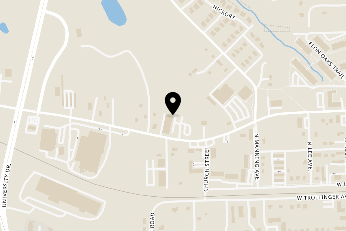 Map showing the location of Simply Thai on 2041 Timberline Station Dr in Elon
